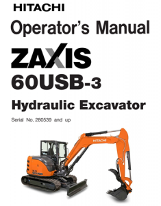 Hitachi Zaxis 60USB-3 Hydraulic Excavator Operator's Manual