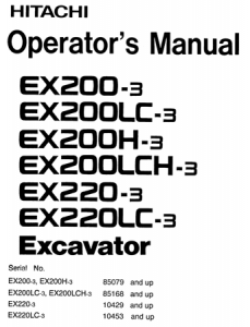 Hitachi EX200-3, EX200LC-3, EX200H-3, EX200LCH-3, EX220-3, EX220LC-3 Excavator