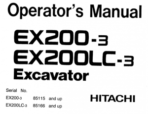 Hitachi EX200-3, EX200LC-3 Excavator Operator's Manual