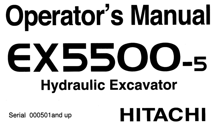 Hitachi EX5500-5 Hydraulic Excavator Operator's Manual