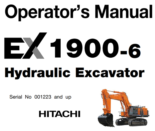 Hitachi EX1900-6 Hydraulic Excavator Operator's Manual