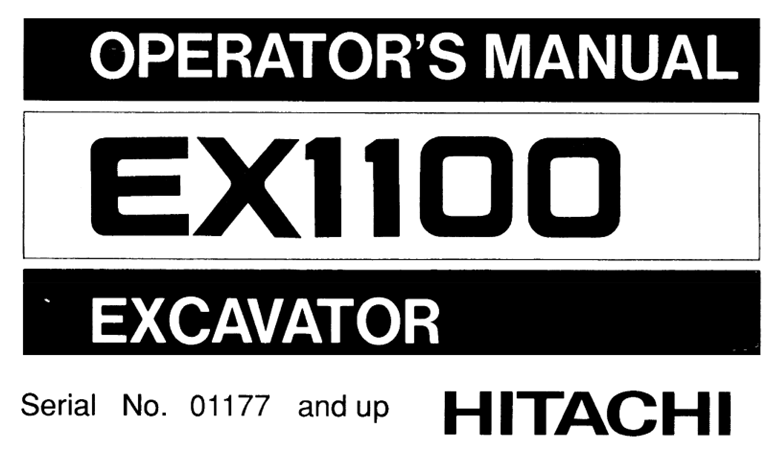 Hitachi EX1100 Excavator Operator's Manual