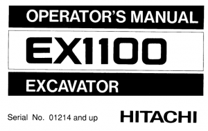 Hitachi EX1100 Excavator Operator's Manual