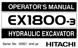 Hitachi EX1800-3 Hydraulic Excavator Operator's Manual