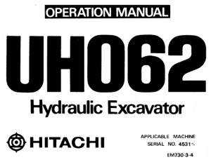 Hitachi UH062 Hydraulic Excavator Operator's Manual