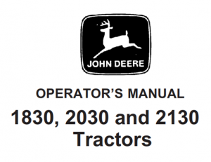 John Deere 1830, 2030, 2130 Tractors Operator's Manual