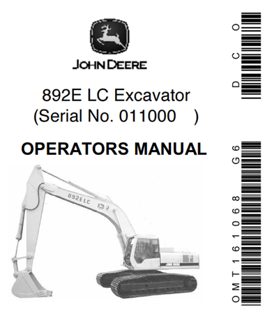 John Deere 892E LC Excavator Operator's Manual