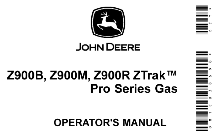 John Deere ZTrak Pro Series Gas Z900B, Z900M, Z900R Zero Turn Mowers