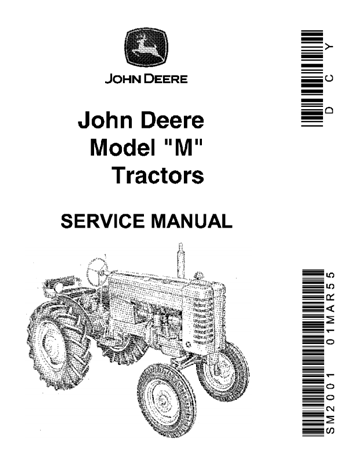 John Deere Model "M" Tractors Service Repair Manual