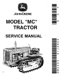 John Deere Model "MC" Tractor Service Repair Manual