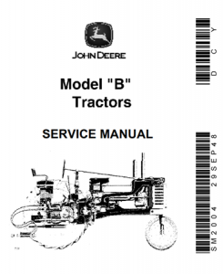 John Deere Model "B" Tractors Service Repair Manual