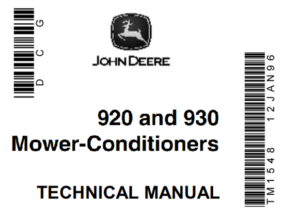 John Deere 920, 930 Mower-Conditioners Technical Manual