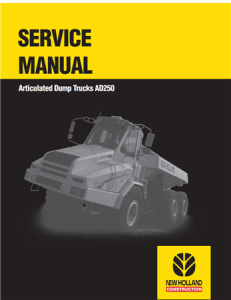 New Holland AD250 Articulated Dump Trucks Service Repair Manual