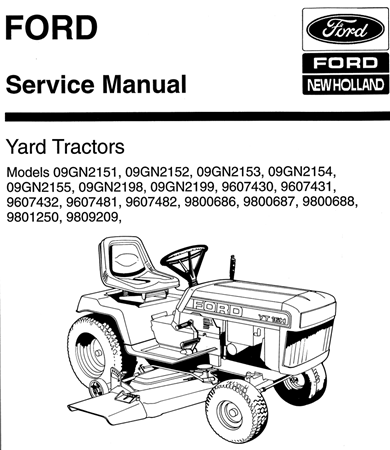Ford YT12.5, YT14, YT16, YT16 H, YT18 H Yard Tractors Service Repair Manual