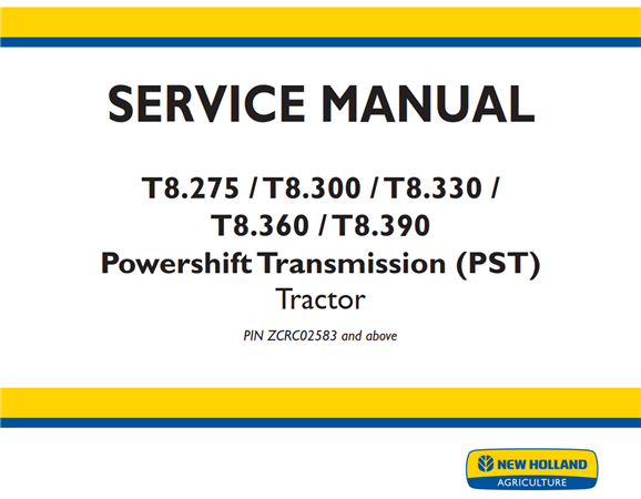 New Holland T8.275 / T8.300 / T8.330 / T8.360 / T8.390 Powershift ...