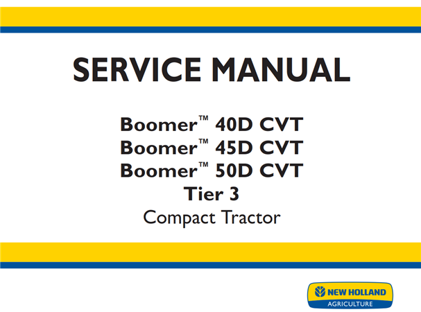 New Holland Boomer 40D CVT, Boomer 45D CVT, Boomer 50D CVT Tier 3 Compact Tractor