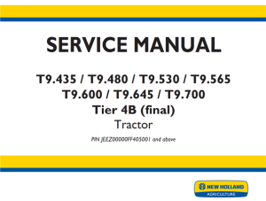 New Holland T9.435 / T9.480 / T9.530 / T9.565 / T9.600 / T9.645 / T9.700 Tier 4B (final) Tractor