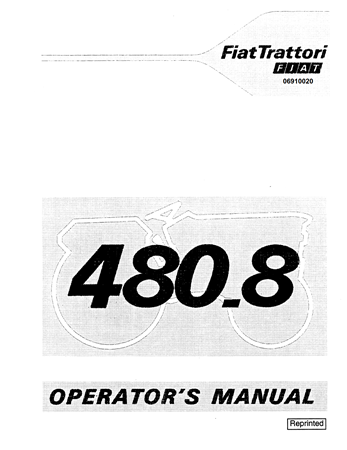 FiatTrattori Fiat 480.8 Tractor Operator's Manual