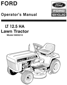 Ford LT 12.5HA Lawn Tractor Operator's Manual (Model 9809215)