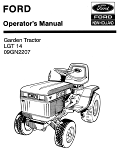 Ford LGT 14 Garden Tractor Operator's Manual (Model 09GN2207)