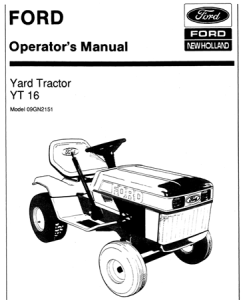 Ford YT 16 Yard Tractor Operator's Manual (Model 09GN2151)