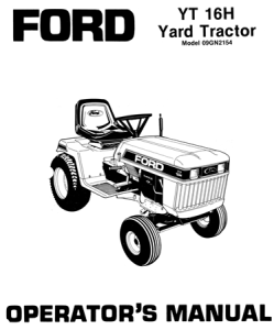 Ford YT 16H Yard Tractor Operator's Manual (Model 09GN2154)