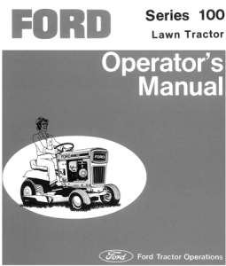 Ford 100 Lawn Tractor Operator's Manual