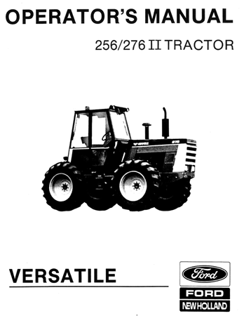 Versatile 256/276 Series II 4-Wheel Drive Tractor Operator's Manual