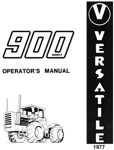 Versatile 900 Series 2 Four-Wheel Drive Tractor Operator's Manual