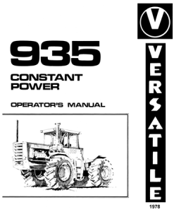 Versatile 935 Constant Power Four-Wheel Drive Tractor Operator's Manual