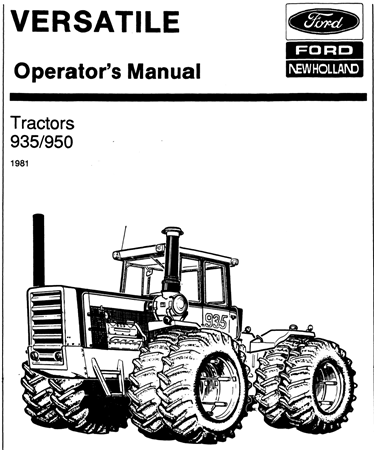 Versatile 935, 950 Four-Wheel Drive Tractor Operator's Manual (Model Year: 1981)