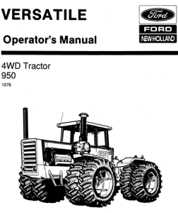 Versatile 950 Four-Wheel Drive Tractor Operator's Manual (Model Year: 1978)