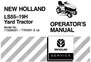 New Holland LS55-19H Yard Tractor Operator's Manual