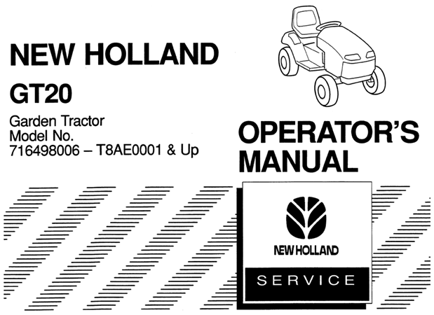 New Holland GT20 Garden Tractor Operator's Manual