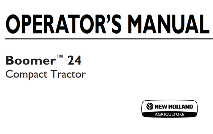 New Holland Boomer 24 Compact Tractor Operator's Manual