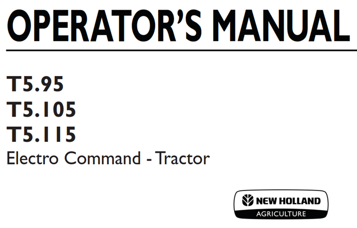 New Holland T5.95, T5.105, T5.115 Electro Command - Tractor Operator's Manual