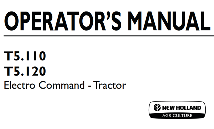 New Holland T5.110, T5.120 Electro Command - Tractor Operator's Manual