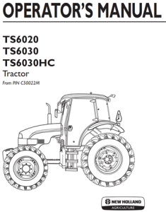 New Holland TS6020, TS6030, TS6030HC Tractor Operator's Manual