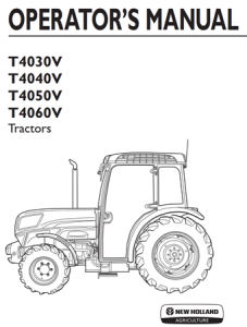 New Holland T4030V, T4040V, T4050V, T4060V Tractors Operator's Manual