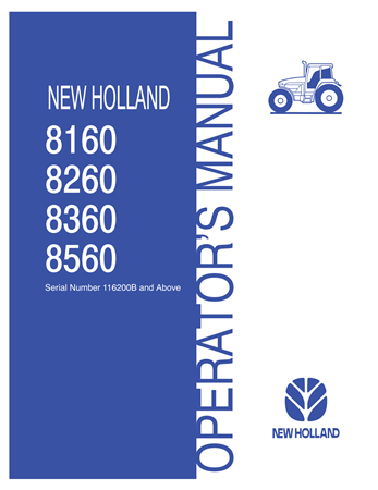 New Holland 8160, 8260, 8360, 8560 Tractors Operator's Manual