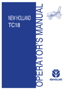 New Holland TC18 Tractor Operator's Manual