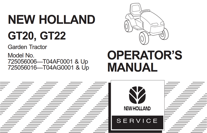 New Holland GT20, GT22 Garden Tractor Operator's Manual