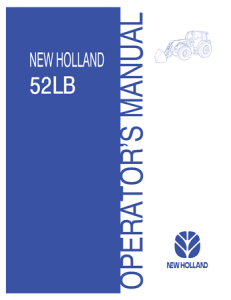 New Holland 52LB Front End Loader Operator's Manual