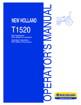 New Holland T1520 Tractor Operator's Manual