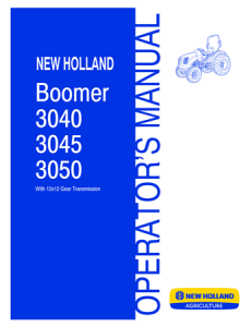 New Holland Boomer 3040, Boomer 3045, Boomer 3050 Tractors - With 12x12 Gear Transmission