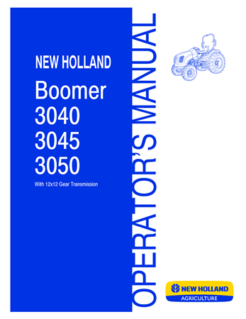 New Holland Boomer 3040, Boomer 3045, Boomer 3050 Tractors - With 12x12 Gear Transmission