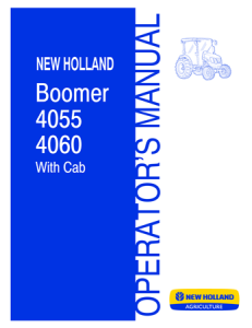 New Holland Boomer 4055, Boomer 4060 Tractors With Cab Operator's Manual