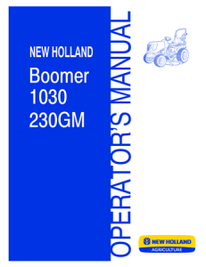 New Holland Boomer 1030 230GM Tractor Operator's Manual