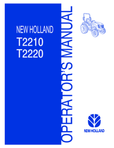 New Holland T2210, T2220 Tractors Operator's Manual