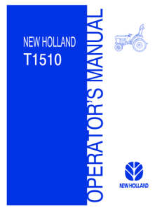 New Holland T1510 Tractor Operator's Manual